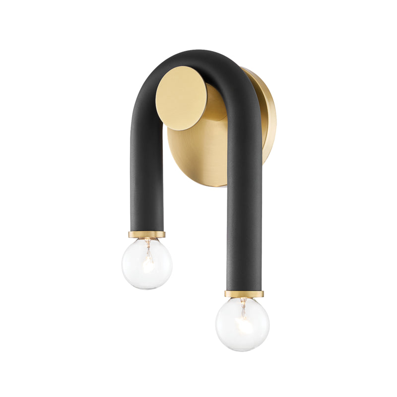 Mitzi - H382102-AGB/BK - Two Light Wall Sconce - Whit - Aged Brass/Black