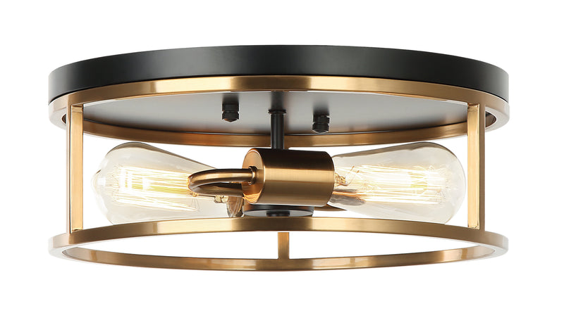 Matteo Lighting - M15502BKAG - Two Light Flush Mount - Clarke - Black & Aged Gold Brass