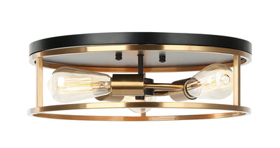 Matteo Lighting - M15503BKAG - Three Light Ceiling Mount - Clarke - Black & Aged Gold Brass