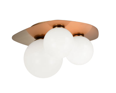 Matteo Lighting - X15713AGOP - Three Light Flush Mount - Razz - Aged Gold Brass