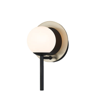 Justice Designs - FSN-4221-OPAL-MBBR - One Light Wall Sconce - Halo - Matte Black w/ Brass