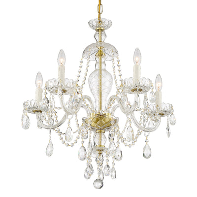 Crystorama - CAN-A1305-PB-CL-SAQ - Five Light Chandelier - Candace - Polished Brass