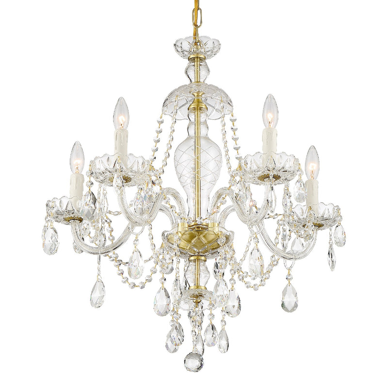 Crystorama - CAN-A1305-PB-CL-SAQ - Five Light Chandelier - Candace - Polished Brass
