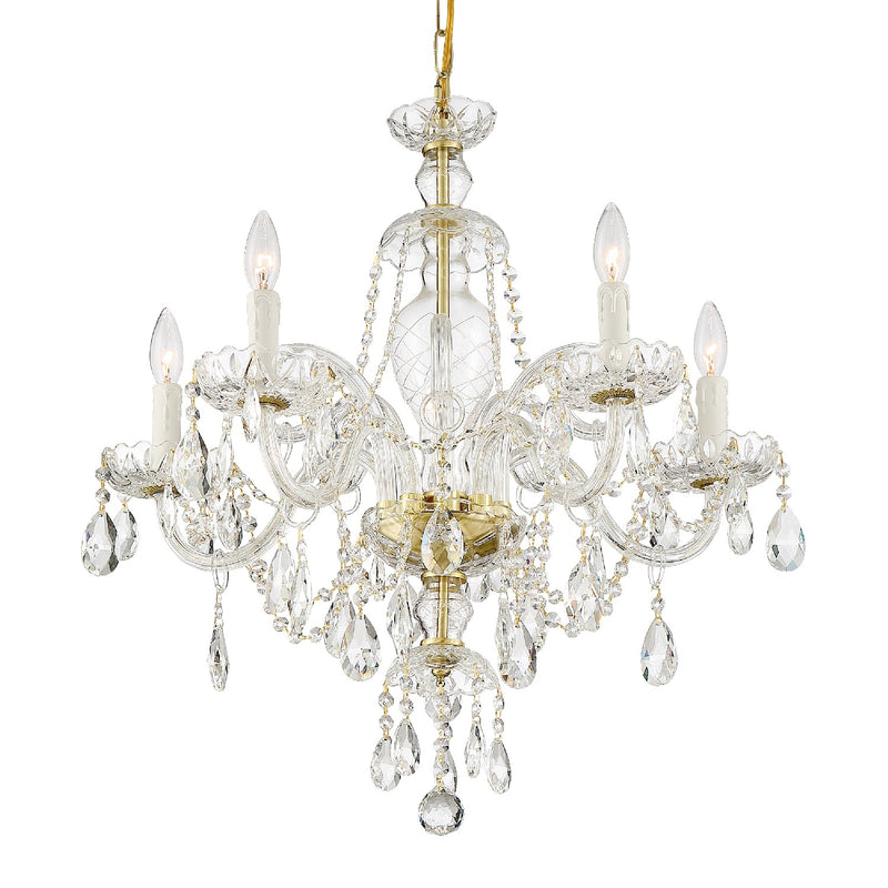Crystorama - CAN-A1306-PB-CL-MWP - Five Light Chandelier - Candace - Polished Brass