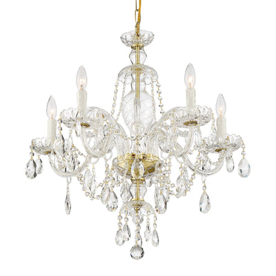 Crystorama - CAN-A1306-PB-CL-SAQ - Five Light Chandelier - Candace - Polished Brass