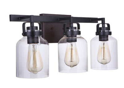 Craftmade - 53603-FBDT - Three Light Vanity - Foxwood - Flat Black/Dark Teak