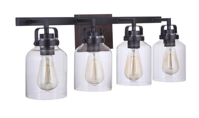 Craftmade - 53604-FBDT - Four Light Vanity - Foxwood - Flat Black/Dark Teak