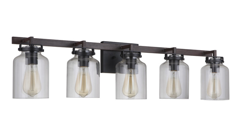 Craftmade - 53605-FBDT - Five Light Vanity - Foxwood - Flat Black/Dark Teak