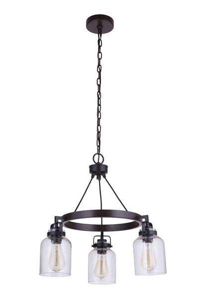Craftmade - 53623-FBDT - Three Light Chandelier - Foxwood - Flat Black/Dark Teak