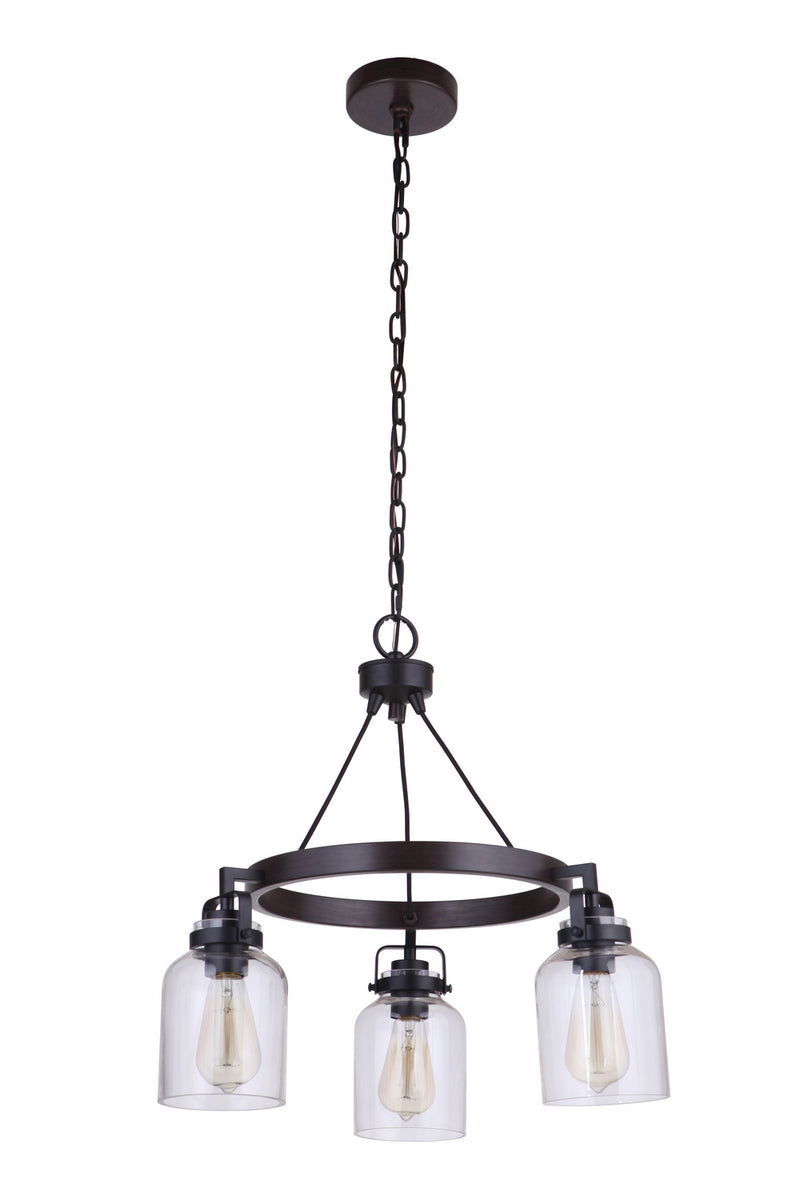 Craftmade - 53623-FBDT - Three Light Chandelier - Foxwood - Flat Black/Dark Teak