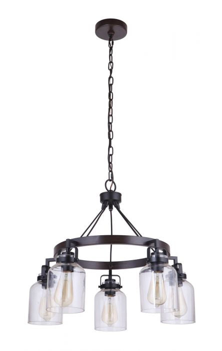 Craftmade - 53625-FBDT - Five Light Chandelier - Foxwood - Flat Black/Dark Teak