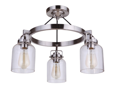 Craftmade - 53653-BNK - Three Light Semi Flush Mount - Foxwood - Brushed Polished Nickel