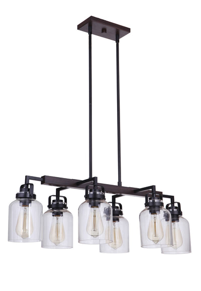 Craftmade - 53676-FBDT - Six Light Island Pendant - Foxwood - Flat Black/Dark Teak
