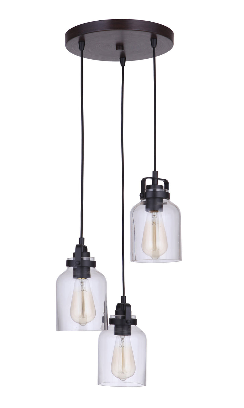 Craftmade - 53692-FBDT - Three Light Pendant - Foxwood - Flat Black/Dark Teak