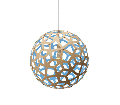 David Trubridge - COR-0400-NAT-BLU - One Light Lightshade - Coral - Natural/Natural/Blue