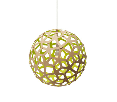 David Trubridge - COR-0400-NAT-LIM - One Light Lightshade - Coral - Natural/Natural/Lime