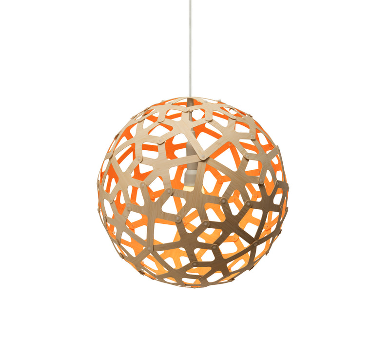 David Trubridge - COR-0400-NAT-ORA - One Light Lightshade - Coral - Natural/Natural/Orange