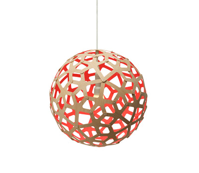 David Trubridge - COR-0400-NAT-RED - One Light Lightshade - Coral - Natural/Natural/Red