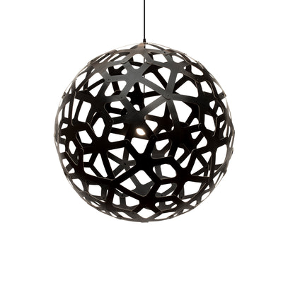 David Trubridge - COR-0800-BLK-BLK - One Light Lightshade - Coral - Black/Natural/Black