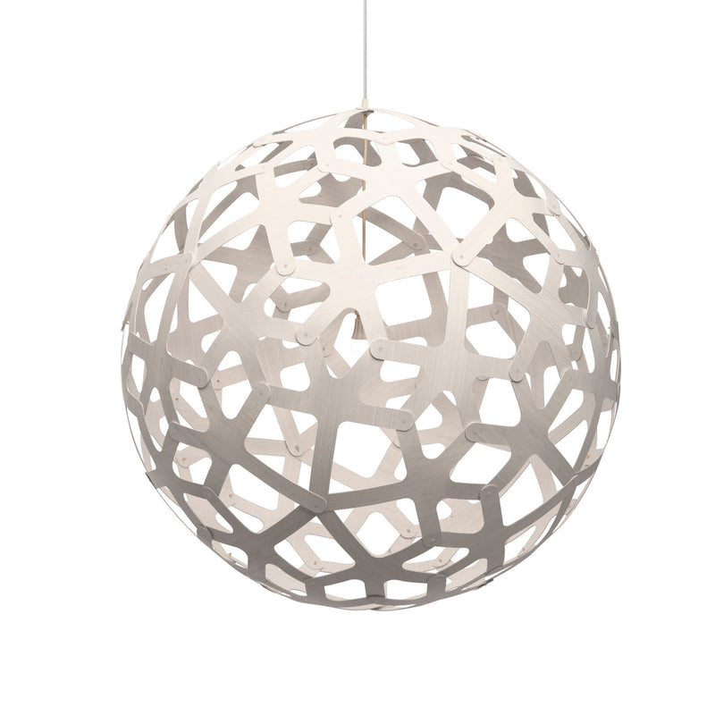 David Trubridge - COR-0800-WHI-WHI - One Light Lightshade - Coral - White/White/White