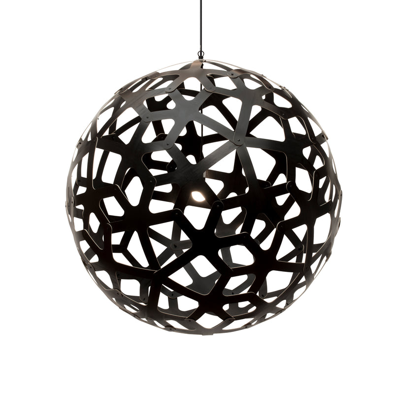 David Trubridge - COR-1200-BLK-BLK - One Light Lightshade - Coral - Black/Natural/Black