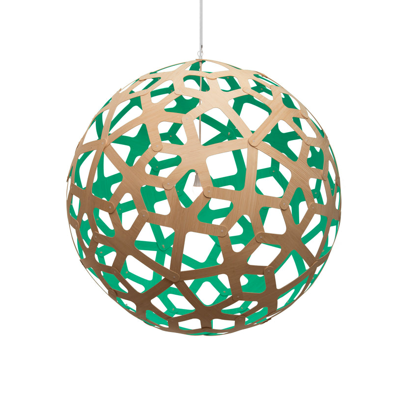 David Trubridge - COR-1200-NAT-AQU - One Light Lightshade - Coral - Natural/Natural/Aqua