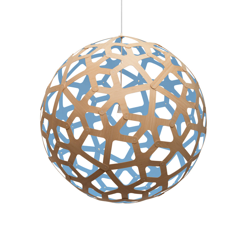 David Trubridge - COR-1200-NAT-BLU - One Light Lightshade - Coral - Natural/Natural/Blue