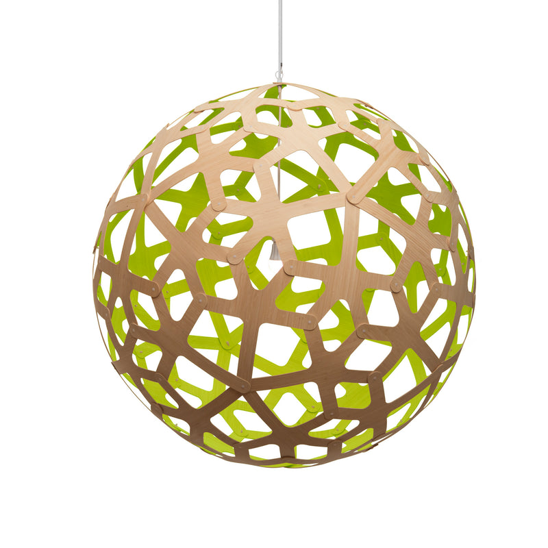 David Trubridge - COR-1200-NAT-LIM - One Light Lightshade - Coral - Natural/Natural/Lime