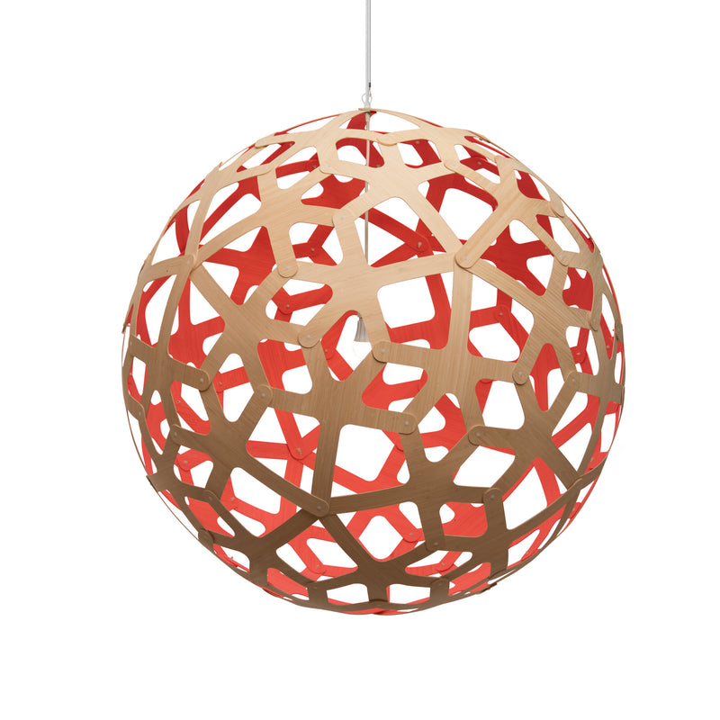 David Trubridge - COR-1200-NAT-RED - One Light Lightshade - Coral - Natural/Natural/Red