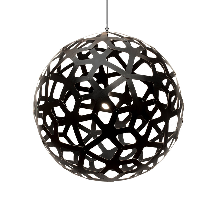 David Trubridge - COR-1600-BLK-BLK - One Light Lightshade - Coral - Black/Natural/Black