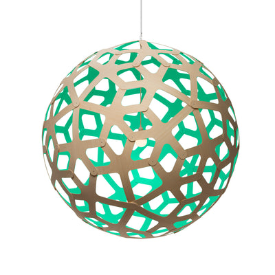 David Trubridge - COR-1600-NAT-AQU - One Light Lightshade - Coral - Natural/Natural/Aqua