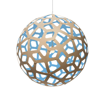 David Trubridge - COR-1600-NAT-BLU - One Light Lightshade - Coral - Natural/Natural/Blue