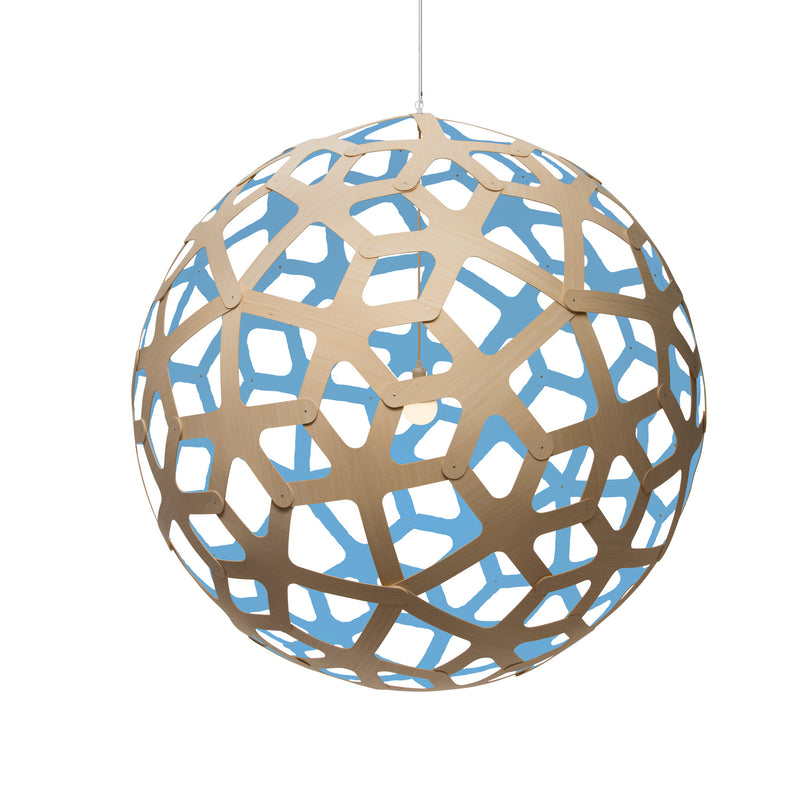 David Trubridge - COR-1600-NAT-BLU - One Light Lightshade - Coral - Natural/Natural/Blue