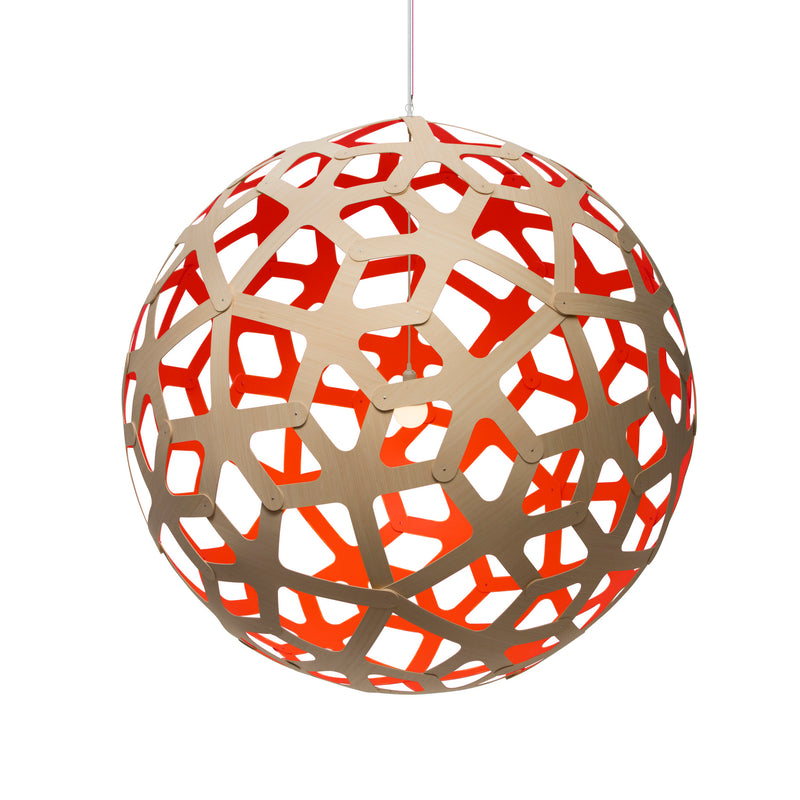 David Trubridge - COR-1600-NAT-RED - One Light Lightshade - Coral - Natural/Natural/Red