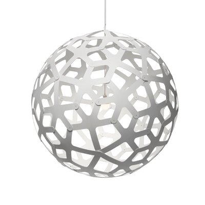 David Trubridge - COR-1600-WHI-WHI - One Light Lightshade - Coral - White/White/White