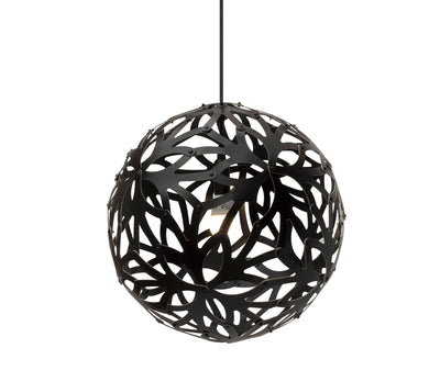 David Trubridge - FLO-0400-BLK-BLK - One Light Lightshade - Floral - Black/Natural/Black