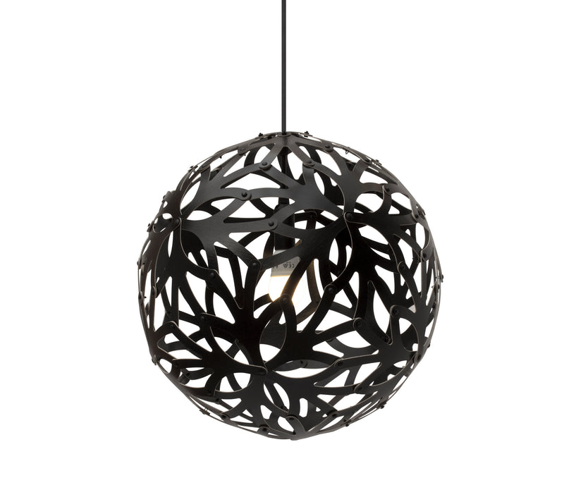 David Trubridge - FLO-0400-BLK-BLK - One Light Lightshade - Floral - Black/Natural/Black