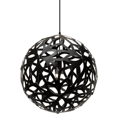 David Trubridge - FLO-0600-BLK-BLK - One Light Lightshade - Floral - Black/Natural/Black