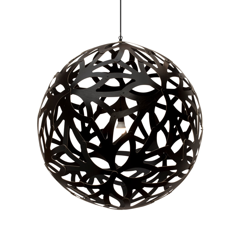 David Trubridge - FLO-1000-BLK-BLK - One Light Lightshade - Floral - Black/Natural/Black