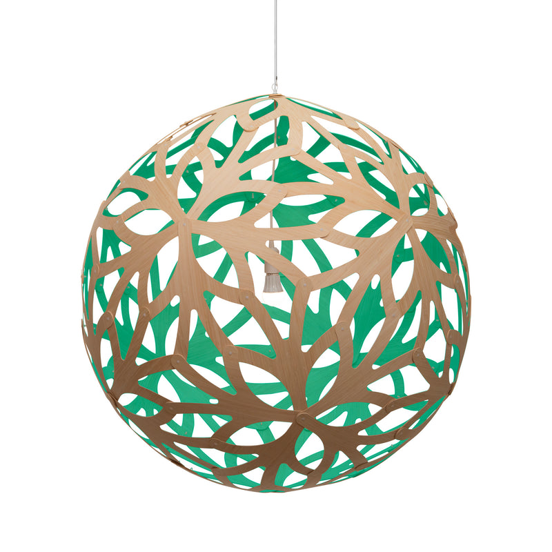 David Trubridge - FLO-1000-NAT-AQU - One Light Lightshade - Floral - Natural/Natural/Aqua