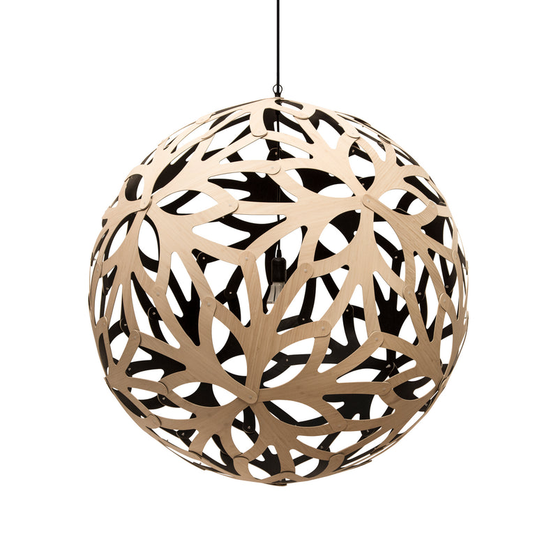 David Trubridge - FLO-1000-NAT-BLK - One Light Lightshade - Floral - Natural/Natural/Black