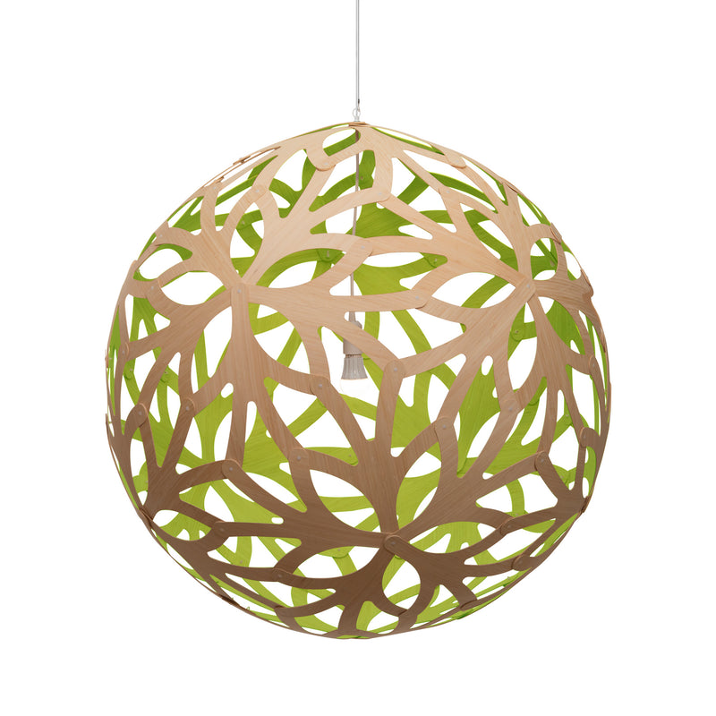 David Trubridge - FLO-1000-NAT-LIM - One Light Lightshade - Floral - Natural/Natural/Lime