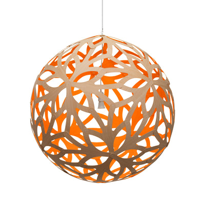 David Trubridge - FLO-1000-NAT-ORA - One Light Lightshade - Floral - Natural/Natural/Orange