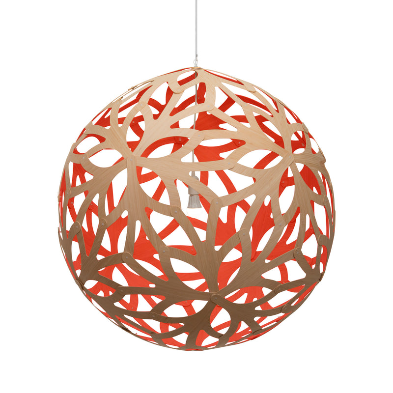 David Trubridge - FLO-1000-NAT-RED - One Light Lightshade - Floral - Natural/Natural/Red