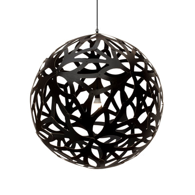 David Trubridge - FLO-1200-BLK-BLK - One Light Lightshade - Floral - Black/Natural/Black