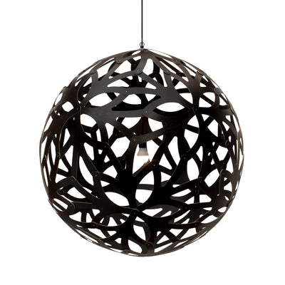 David Trubridge - FLO-1600-BLK-BLK - One Light Lightshade - Floral - Black/Natural/Black