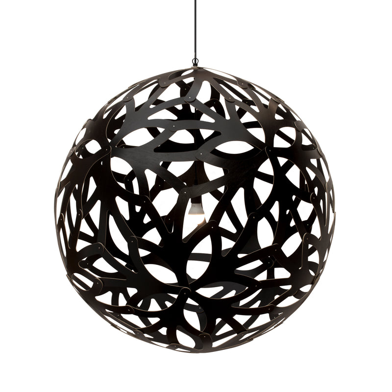 David Trubridge - FLO-1600-BLK-BLK - One Light Lightshade - Floral - Black/Natural/Black