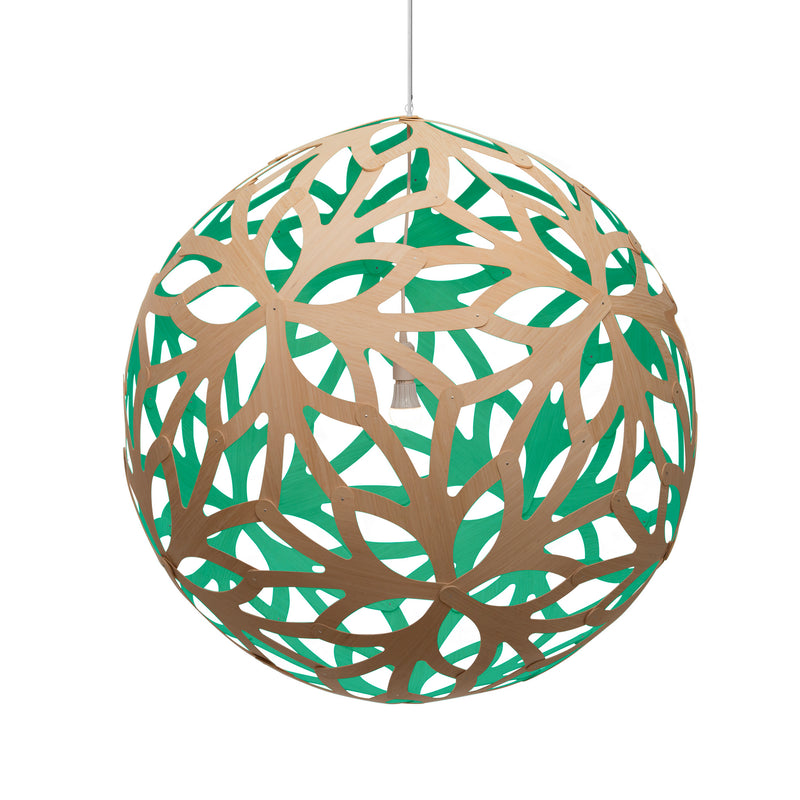 David Trubridge - FLO-1600-NAT-AQU - One Light Lightshade - Floral - Natural/Natural/Aqua