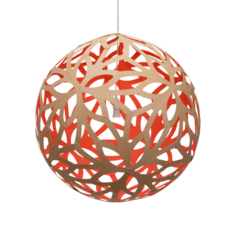 David Trubridge - FLO-1600-NAT-RED - One Light Lightshade - Floral - Natural/Natural/Red