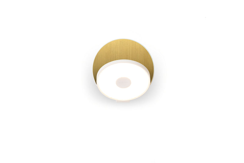 Koncept - GRW-S-MWT-BRS-HW - LED Wall Sconce - Gravy - Matte white body, brushed brass face plates